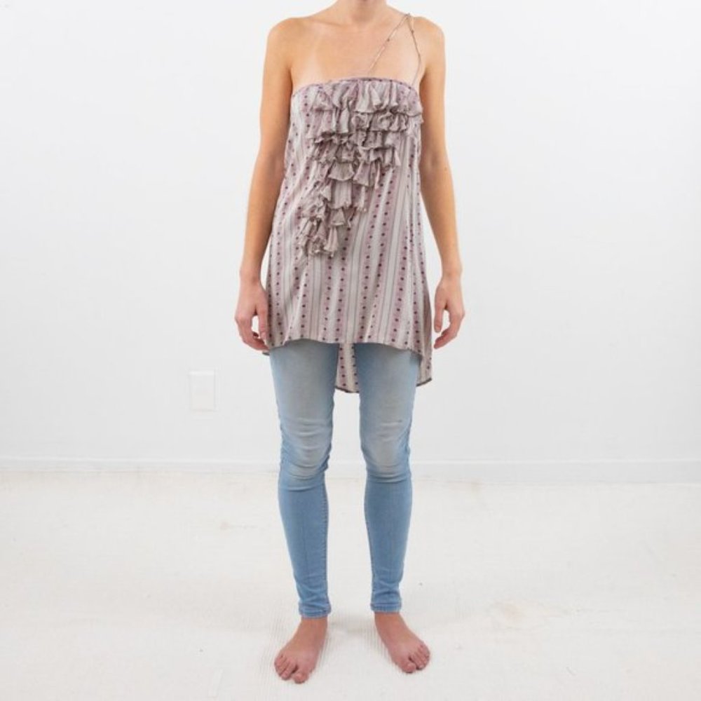 Anthropologie S Silk Striped Party Top Purple Geren Ford - Picture 2 of 7